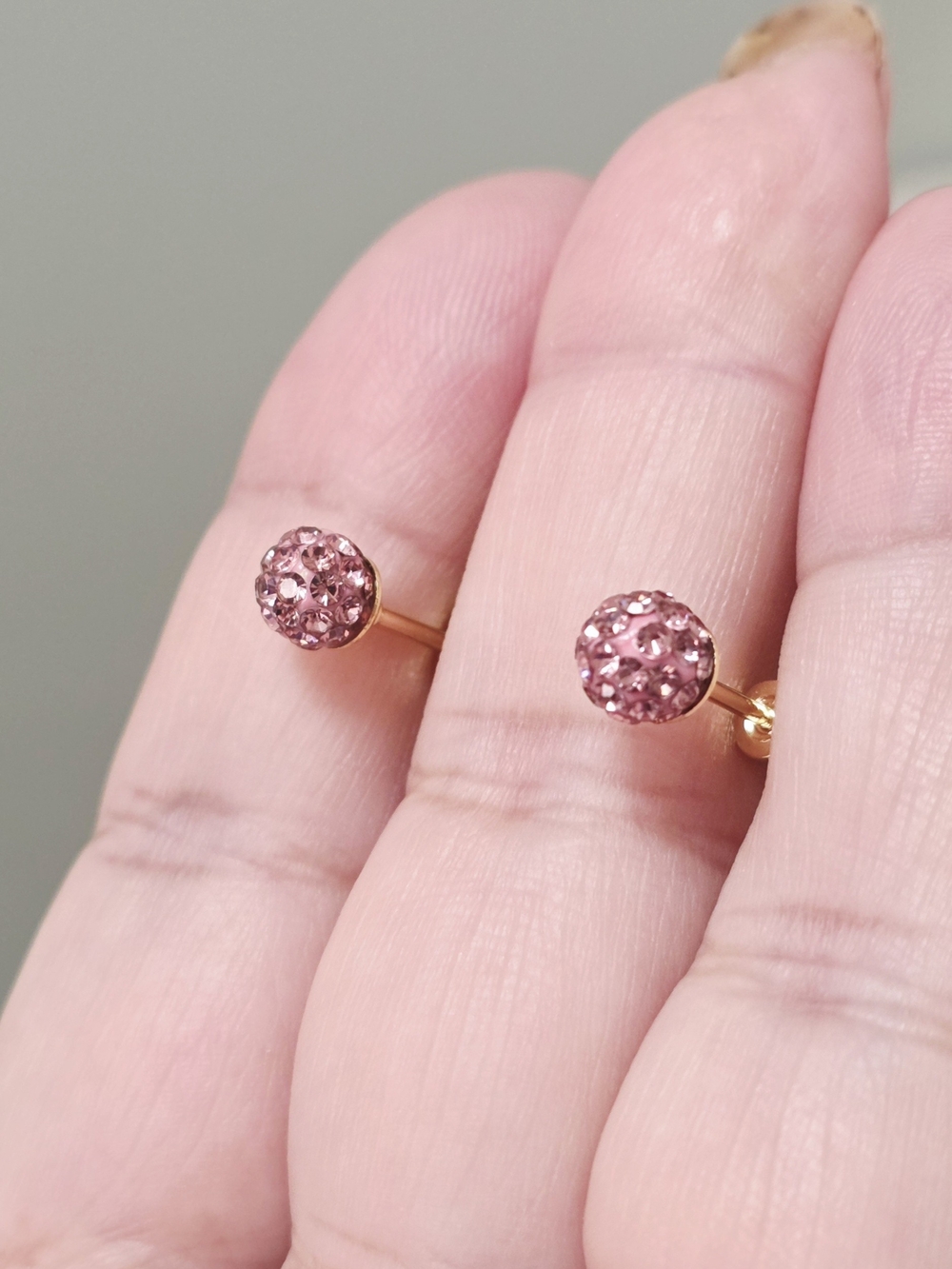 14k Gold-Plated Pink Crystal Stud Earrings